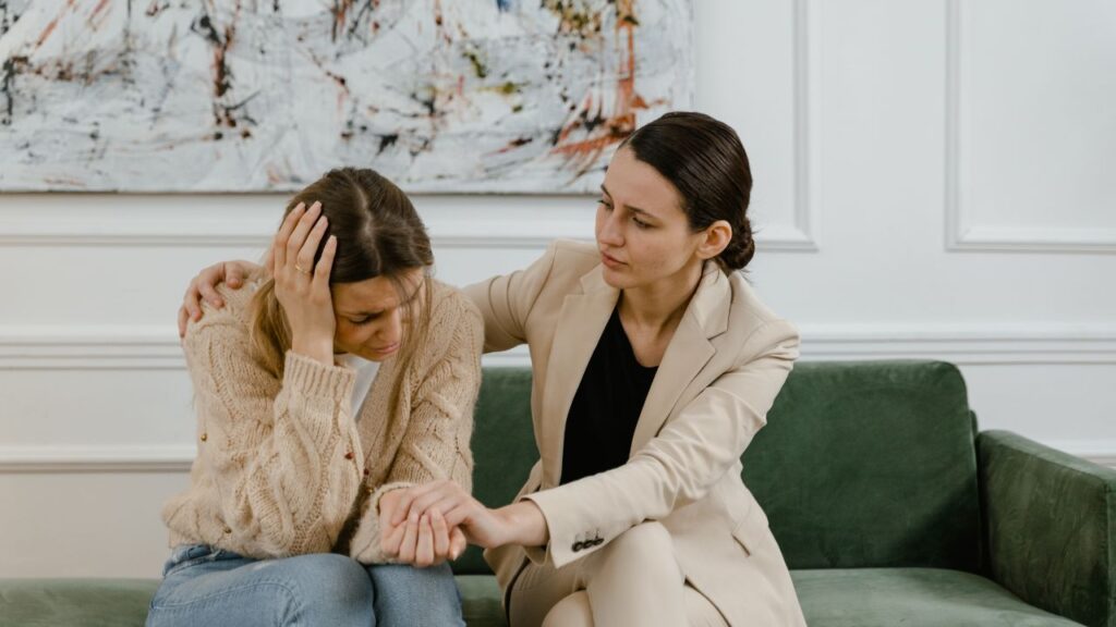 Woman opening up in therapy