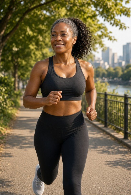 African american woman finishing her morning run